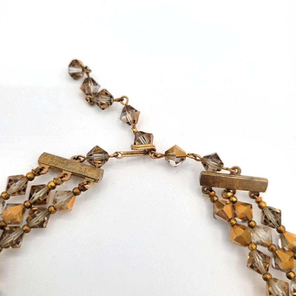 Vintage Gold Flashed Multi Strand Crystal Necklace - Picture 3 of 9